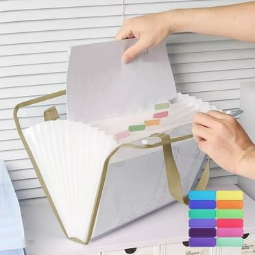 Summercome Accordion File Folders, File Organizer with Handle, Portable 13 Pockets Expanding File Folders, Clear Monthly Bills Receipt Organizer for Letter/A4, School Office Supplies, Khaki