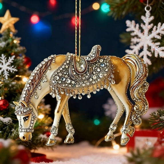 Summercome Acrylic Horse Christmas Ornament,Acrylic Horse Flat Hanging Decor,Western & Equestrian Theme Horse Decorations,Vintage Farm Animal Hanging Ornaments for Xmas Tree,Home,for Horse-Lovers