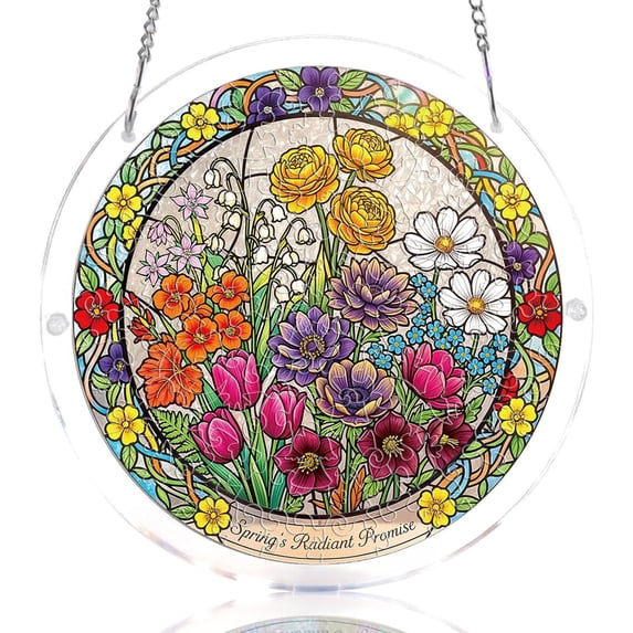 Summercome Acrylic Puzzles Suncatcher, 7.4 Inch Sun Catcher Acrylic Puzzles, Window Hanging Home Garden Decoration for Women Men Mom Birthday Gift (K)
