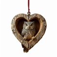 thumbnail image 1 of Summercome Animal Christmas Ornament, Heart-Shape Forest Christmas Ornaments, 2D Forest Animal Decoration, Hanging Woodland Pendant for Xmas Tree, Hanging Ornament Home Party Decor, Owl, 1 of 6