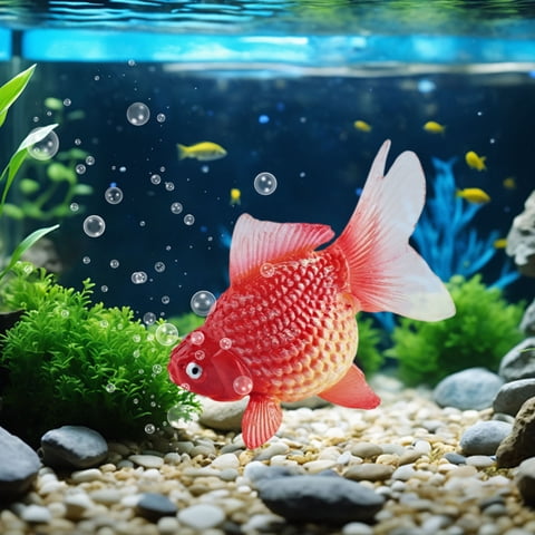 Summercome Artificial Fake Goldfish, Artificial Aquarium Fake Fish for Pond Swimming Plastic Fish Realistic Moving Yellow Red Goldfish Floating Goldfish Decoration, Style 02