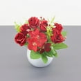 thumbnail image 1 of Summercome Artificial Flower Potted Plant, Table Decor Small Fake Flowers Silk Vase Arrangements Rose; Home Décor Accents for Living Room, Bathroom Shelf, Dining Table, Office Centerpiece, 1 of 7