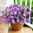 thumbnail image 1 of Summercome Artificial Hibiscus Flowers 19" Faux Impatiens Outdoor Planters Purple Artificial Tropical Flowers Realistic UV Resistant Silk Flowers for Outside Front Porch Spring Summer Decor, 1 of 7