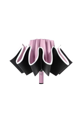 Automatic Open Large Compact Reverse Umbrella for Rain and UV Protection Inverted Folding Umbrellas with Reflective Safe Stripe Portable for Men and Women
