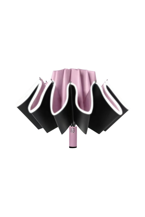 Automatic Open Large Compact Reverse Umbrella for Rain and UV Protection Inverted Folding Umbrellas with Reflective Safe Stripe Portable for Men and Women