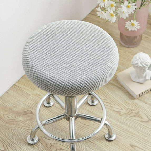Summercome Bar Stool Covers Round, for 12-14 Inch Polyester Grid Seat Covers with Elastic Bands for Bar Stool/Round Cushion (Gray)