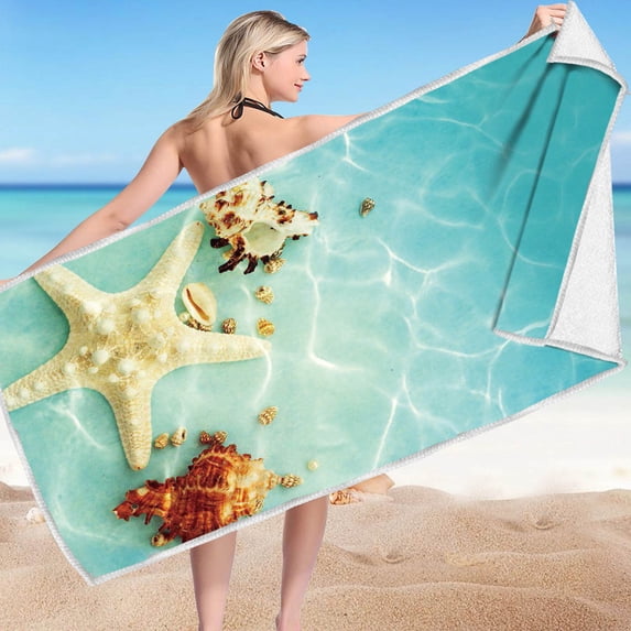 Summercome Beach Towel, 30" x 60" Microfiber Beach Towels Oversized for Adults, Soft Quick Dry Absorbent Lightweight, Large Printed Bath Towel Blanket Sandproof, Gift for Adults Women Men (Ocean)