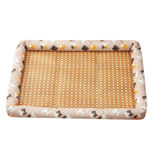 Summercome Breathable Rattan Cooling Pet Bed, Washable Natural Rattan Cooling Cat Dog Bed, Moisture-Proof Non-Slip Breathable Summer Pet Mat, Lightweight Durable Design for Travel Home Use