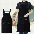 thumbnail image 1 of Summercome Chef Apron for Men Women Canvas Aprons with 2 Pockets Cross Back Resistant Work Apron for Cooking, Black, 1 of 6