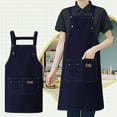 thumbnail image 1 of Summercome Chef Apron for Men Women Canvas Aprons with 2 Pockets Cross Back Resistant Work Apron for Cooking, Blue, 1 of 6