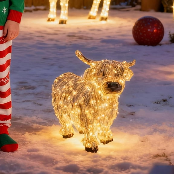 Summercome Christmas Highland Cow Decor - Highland Cow Outdoor Christmas Decor, 3d Light Up Highland Cow, Light Up Highland Cow Decor Christmas For Xmas, Farmhouse, Porch, Garden, Lawn, Ect