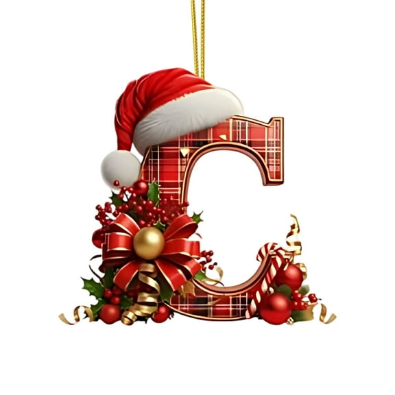 Summercome Christmas Ornaments Letter, Alphabet Ornaments with Xmas Hat for Christmas Tree Hanging Ornament, Funny Ornaments, Large Letters Christmas Ornaments 2025 (C)