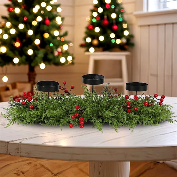 Summercome Christmas Table Centerpieces Decorations, 23.6 Inch Designed with Flocked Pine Needles, Frosted Pine Cones for Dining Table Mantel