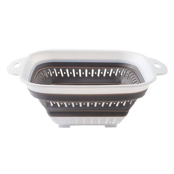 Summercome Collapsible Colander, Square Kitchen Strainer, Perfect for Draining Pasta Vegetable fruit (10.8"L x 10.8"W x 4.3"H, Gray)