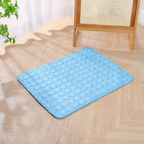 Summercome Cooling Mat for Pets, Ice Silk Mat Cooling Blanket Cushion for Dogs Cats, Summer Cool Down Comfortable Pet Pad, Ideal for Kennel Sofa Bed Floor Car Seats, 11.8 × 15.7inch (Blue)