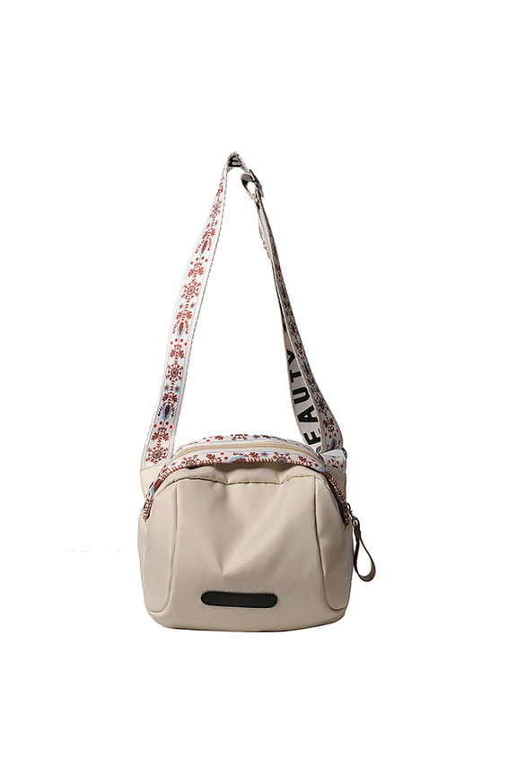 Crossbody Bags for Women, Nylon Fabric Shoulder Handbags with Zipper, Crossbody Purses for Women with Adjustable Wide Strap, Small Lightweight Crossbody Bag for Outdoor Travel, Beige