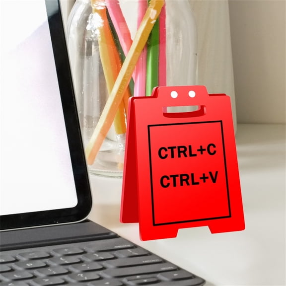 Summercome Ctrl+C & Ctrl+V Desk Sign, 3D Printed Ctrl+C & Ctrl+V Signs, Funny Office Desk Warning Sign