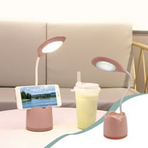 Summercome Desk Lamp LED, Desk Lamps with 3 Lighting Modes and Stepless Dimming, 360 ° Flexible Gooseneck, Desk Lamp with Pen Holder & Mobile Phone Stand, Ideal for Reading Kids Dorm (Pink)