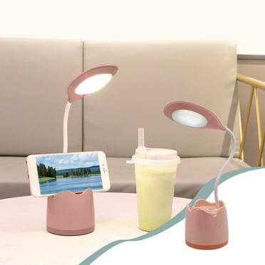 Summercome Desk Lamp LED, Desk Lamps with 3 Lighting Modes and Stepless Dimming, 360 ° Flexible Gooseneck, Desk Lamp with Pen Holder & Mobile Phone Stand, Ideal for Reading Kids Dorm (Pink)