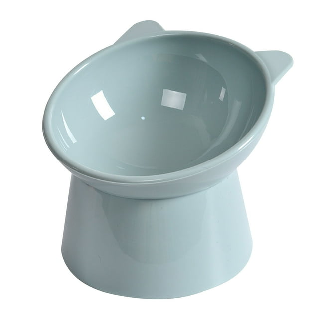 Summercome Detachable Elevated Pet Bowls, 15° Tilted Raised Cat Puppy Food Bowl for Protecting Spine, Anti-Vomiting, Whisker Friendly, Adjustable Cat Dishes（Light Blue）