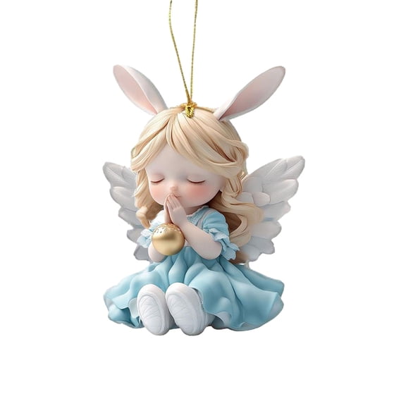 Summercome Easter Cute Angel Pendant, Winged Bunny Ear Girl Pendant, Cute Acrylic Christmas Tree Ornament, for Easter Party Decorations