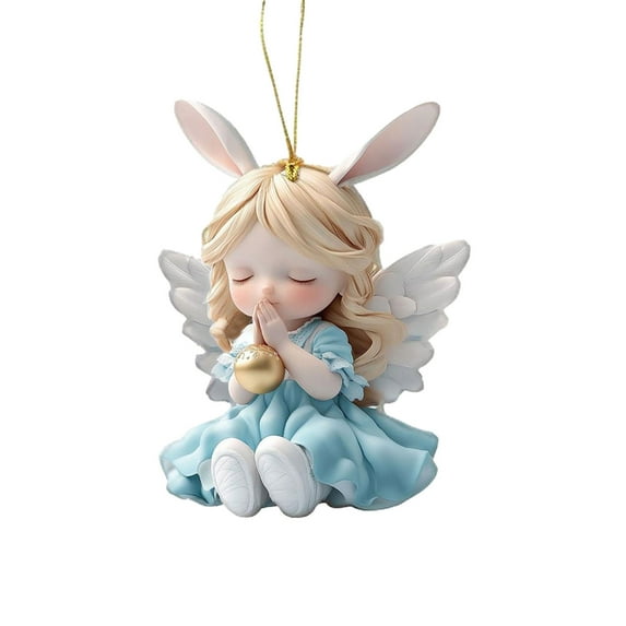 Summercome Easter Cute Angel Pendant, Winged Bunny Ear Girl Pendant, Cute Acrylic Christmas Tree Ornament, for Easter Party Decorations