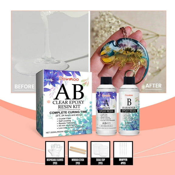 Summercome Epoxy Resin Crystal Clear, 6.76OZ Epoxy Resin Kit, Yellowing Resistant High Gloss for Casting Coating Art DIY Craft Jewelry, 2 Part (3.38OZ Resin and 3.38OZ Hardener)