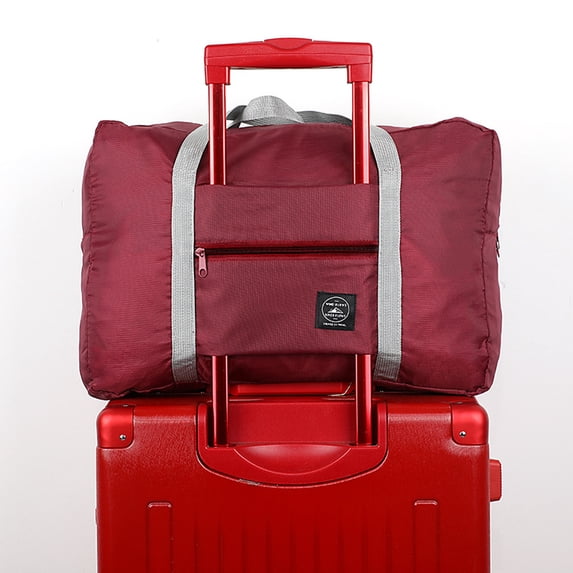 Summercome Foldable Travel Duffel Bag, Travel Duffel Bag for Spirit Airlines, Weekender Overnight Bag, Tote Carry on Luggage Sport Duffle Weekender Overnight for Women and Girls (Wine)