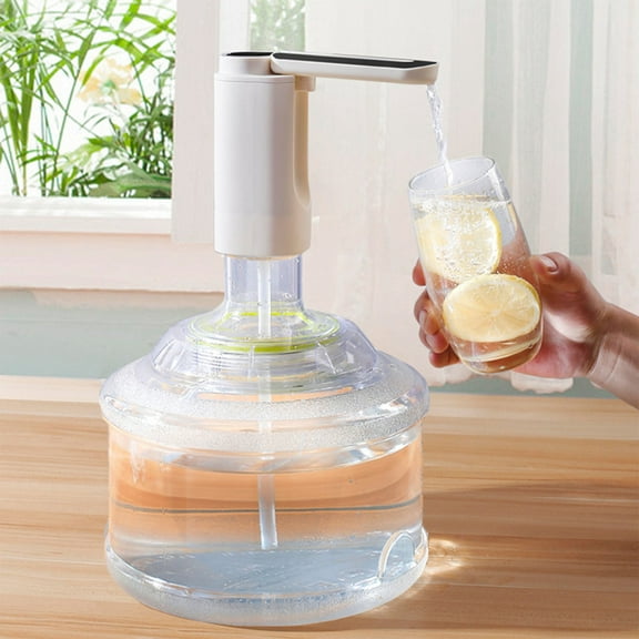 Summercome Foldable Water Bottle Pump, Gallon Water Bottle Dispenser Pump System, USB Charging Automatic Drinking Water Pump, Portable Electric Water Dispenser (White)