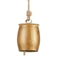 Summercome Gold Cow Bells for Christmas Decoration,Metal Brass Bell Rustic Wall Hanging Bell on Jute Rope, Vintage Jingle Bell Ornaments for Christmas Wreaths,Tree and Door Decor