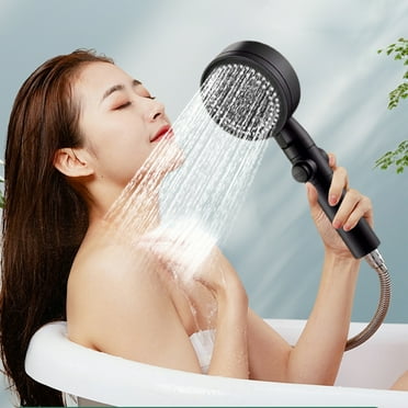 Summercome High Pressure Handheld Shower Head with On Off Switch, Detachable Showerhead, 8 Spray Modes Shower Massager Handheld Hard Water Filter for Bathroom (Black)