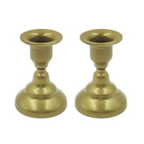Summercome Iron Taper Candle Holder - Set of 2 Decorative Candle Stand - Candlestick Holder for Wedding, Dinning, Party - Antique Brass