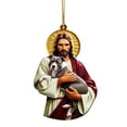 thumbnail image 1 of Summercome Jesus Hugging Animals Christmas Ornaments, Embracing Animals Christmas Ornament Acrylic Flat Pendant Xmas Commemorative Pendant, 1 of 7