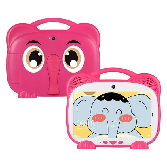 Summercome Kids Tablet with Handle, 7 inch Android Tablet for Kids, 1GB RAM+16GB ROM Quad-Core, Toddler Tablet with Shockproof Cover, Parent Contro, Bluetooth, WiFi, GPS, Double Camera, Games(HotPink)