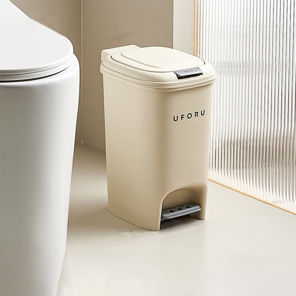Summercome Kitchen Trash Can Plastic Waste Bin with Odor Protection of Lid 4 Gallon, Beige