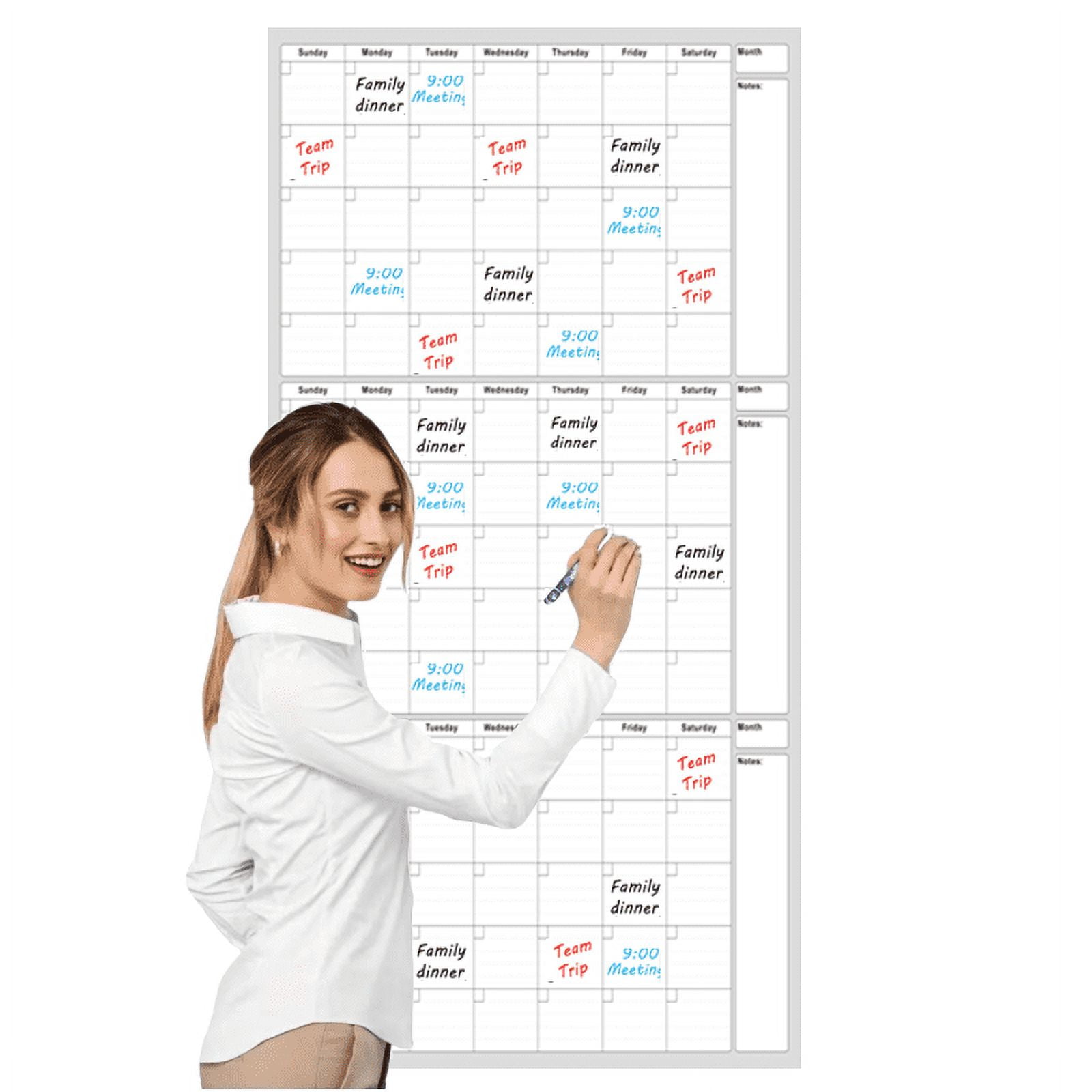 Summercome Large Dry Erase Calendar For Wall - Undated 3 Month Calendar ...