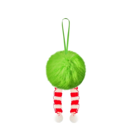 Summercome Lime Green Furry Christmas Ball Ornaments for Xmas Tree, Green Christmas Hanging Decorations, Soft Faux Fur Pom Pom Ball, Flocked Felt Decorative Ornaments Xmas Party Gift Supplies