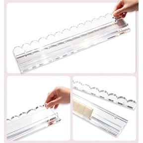 Summercome Mahjong Racks with Pushers, Scalloped Tortoise Mahjong Racks, Fan-Shaped Acrylic American Mahjong Tile Holders with Magnetic Pushers (Clear)
