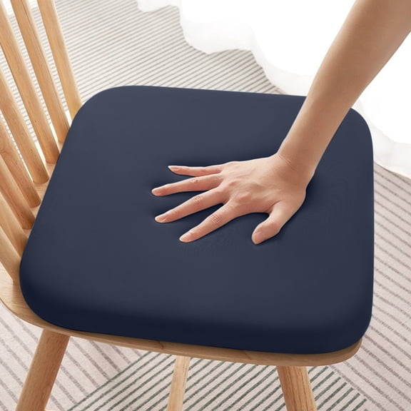 Summercome Memory Foam Folding Chair Cushions, 14" Pure Color Square Comfortable Kitchen Chair Pad, Dining Chair Pads, Removable Slip Resistant Kitchen Chair Seat Cushions, Dark Blue