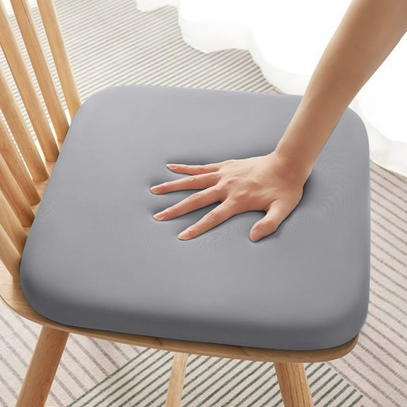 Summercome Memory Foam Folding Chair Cushions, 14" Pure Color Square Comfortable Kitchen Chair Pad, Dining Chair Pads, Removable Slip Resistant Kitchen Chair Seat Cushions, Gray
