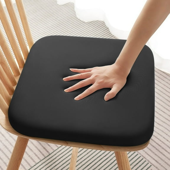 Summercome Memory Foam Folding Chair Cushions, 14" Pure Color Square Comfortable Kitchen Chair Pad, Dining Chair Pads, Removable Slip Resistant Kitchen Chair Seat Cushions, Black