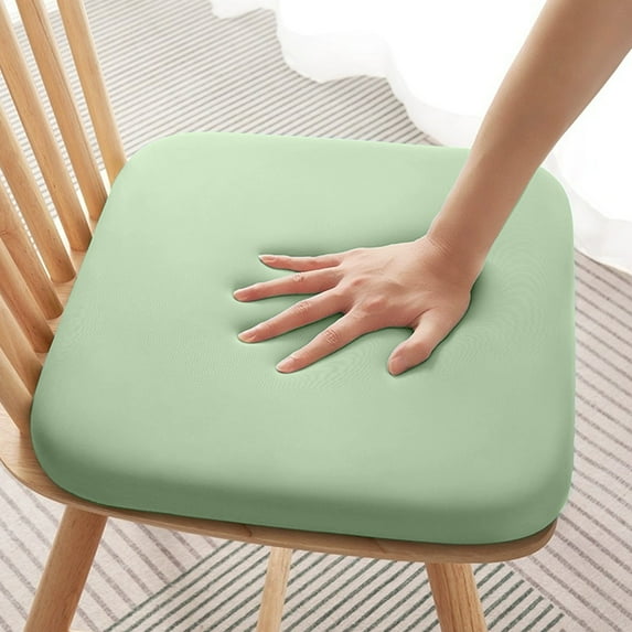Summercome Memory Foam Folding Chair Cushions, 14" Pure Color Square Comfortable Kitchen Chair Pad, Dining Chair Pads, Removable Slip Resistant Kitchen Chair Seat Cushions, Green