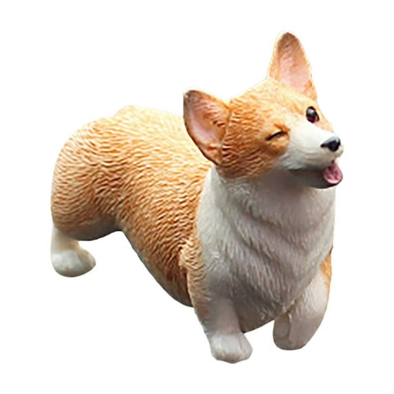 Summercome Mini Corgi Figurine - Resin Animal Model Simulation Dog Sculpture - Desktop Decoration for Home, Office, Car Interior Decor - Statue Ornament