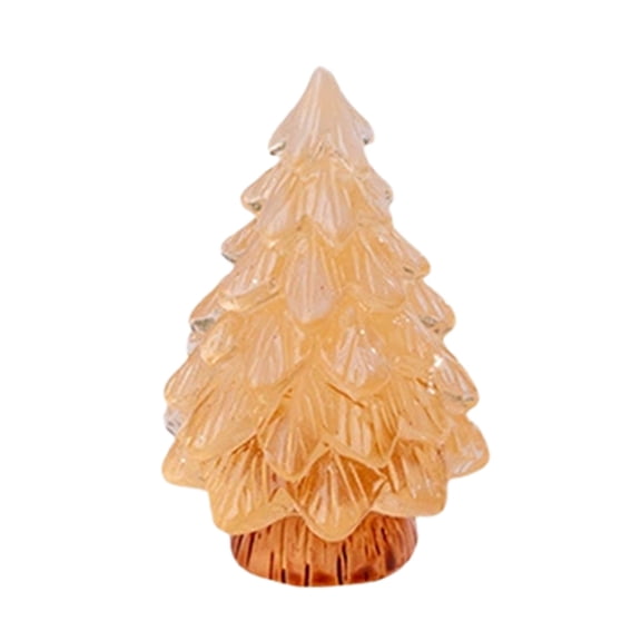 Summercome Mini Glitter Christmas Tree Figurines Glow in The Dark Xmas Luminous Resin Tree Miniature for Holiday DIY Crafts Garden Micro Landscape Party Home Tabletop Decoration, Orange
