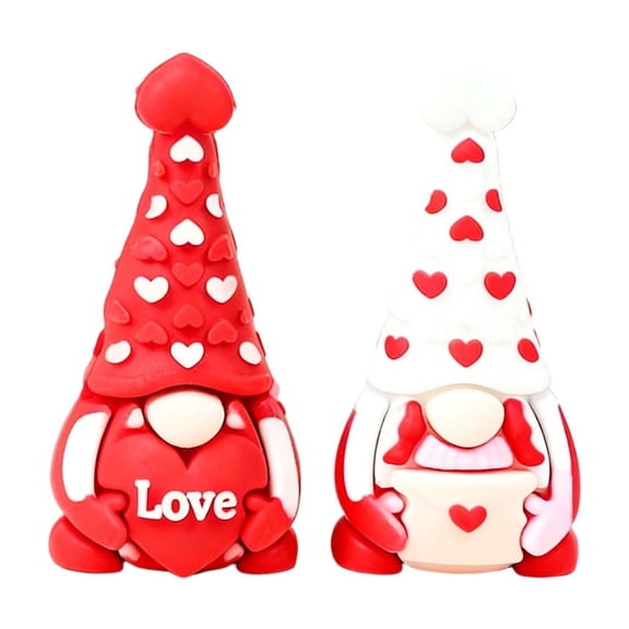 Summercome Mini Valentine's Day Gnomes Figurines, Tiny Heart Couple Gnomes Figures Red Love Small Statues to Hide and Seek, Miniature Valentines Gnome Ornaments Decorations for Wedding Mother's Day