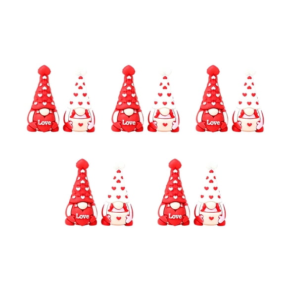 Summercome Mini Valentine's Day Gnomes Figurines, Tiny Heart Couple Gnomes Figures Red Love Small Statues to Hide and Seek, Miniature Valentines Gnome Ornaments Decorations for Wedding Mother's Day