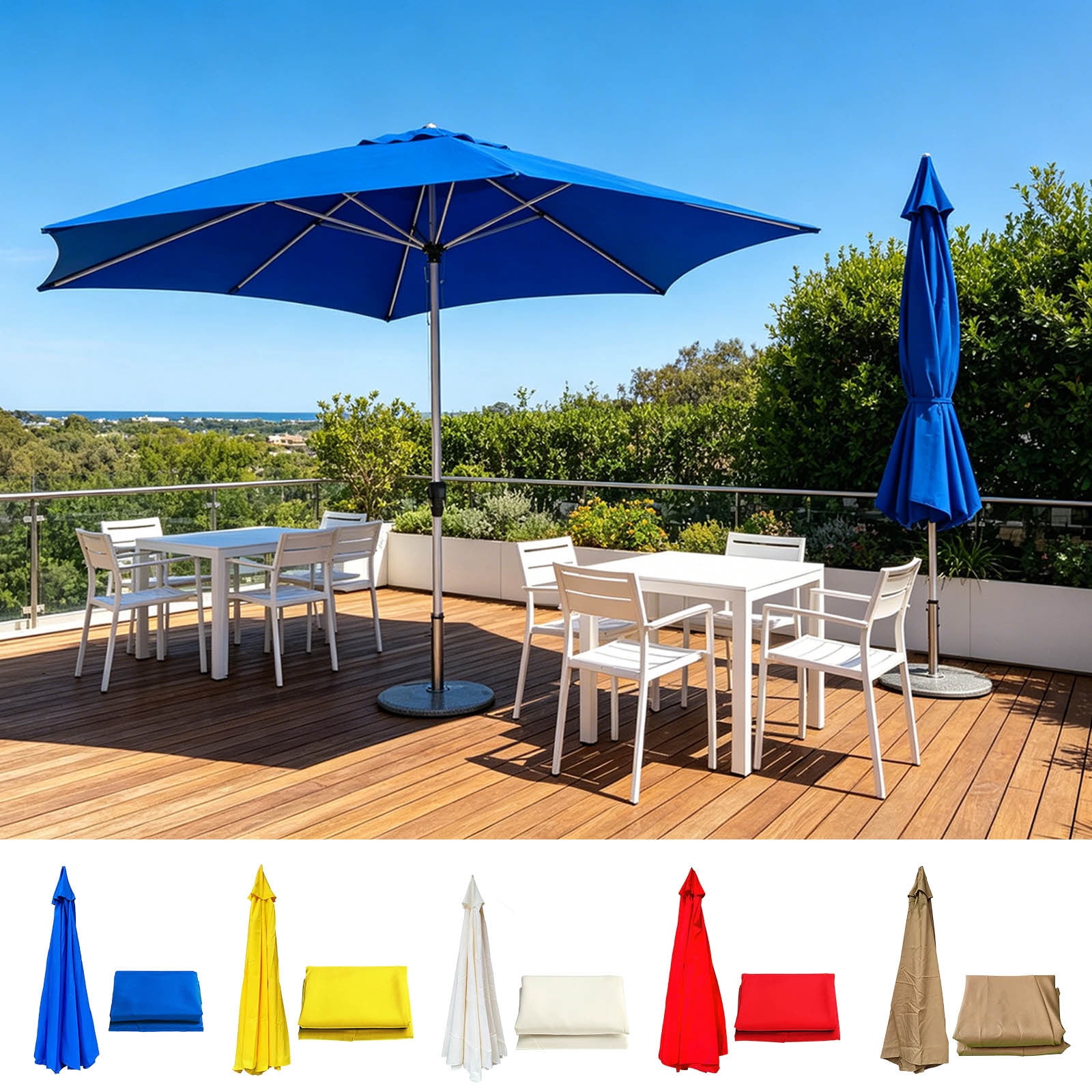 fade resistant patio umbrella replacement GLDDFDG 10ft Canopy 8 Ribs, Waterproof & Market Umbrella Cover, Thickened Polyester Fabric for Backyard, Garden and Pool (Canopy Only) (Lake blue) : Patio, Lawn market patio umbrellas Mastercanopy Patio Umbrella 9 ft