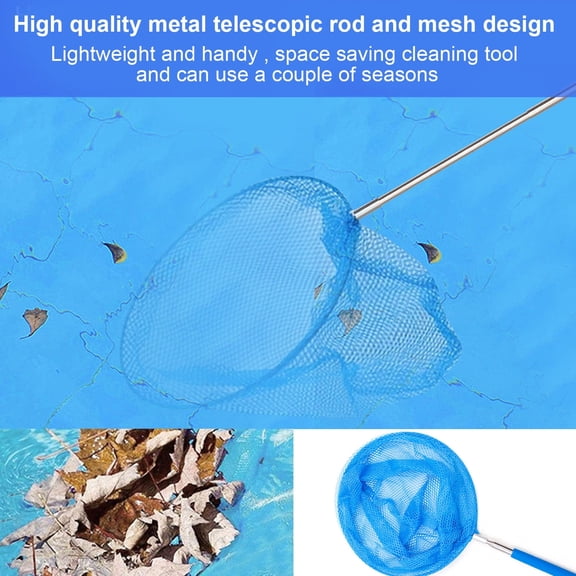 Summercome Pool Skimmer Net with Adjustable 14.5-33.8" Telescopic Pole, Fine Mesh Net, Leaf Skimmer for Cleaning Surface of Swimming Pools, Hot Tubs, Spas and Fountains