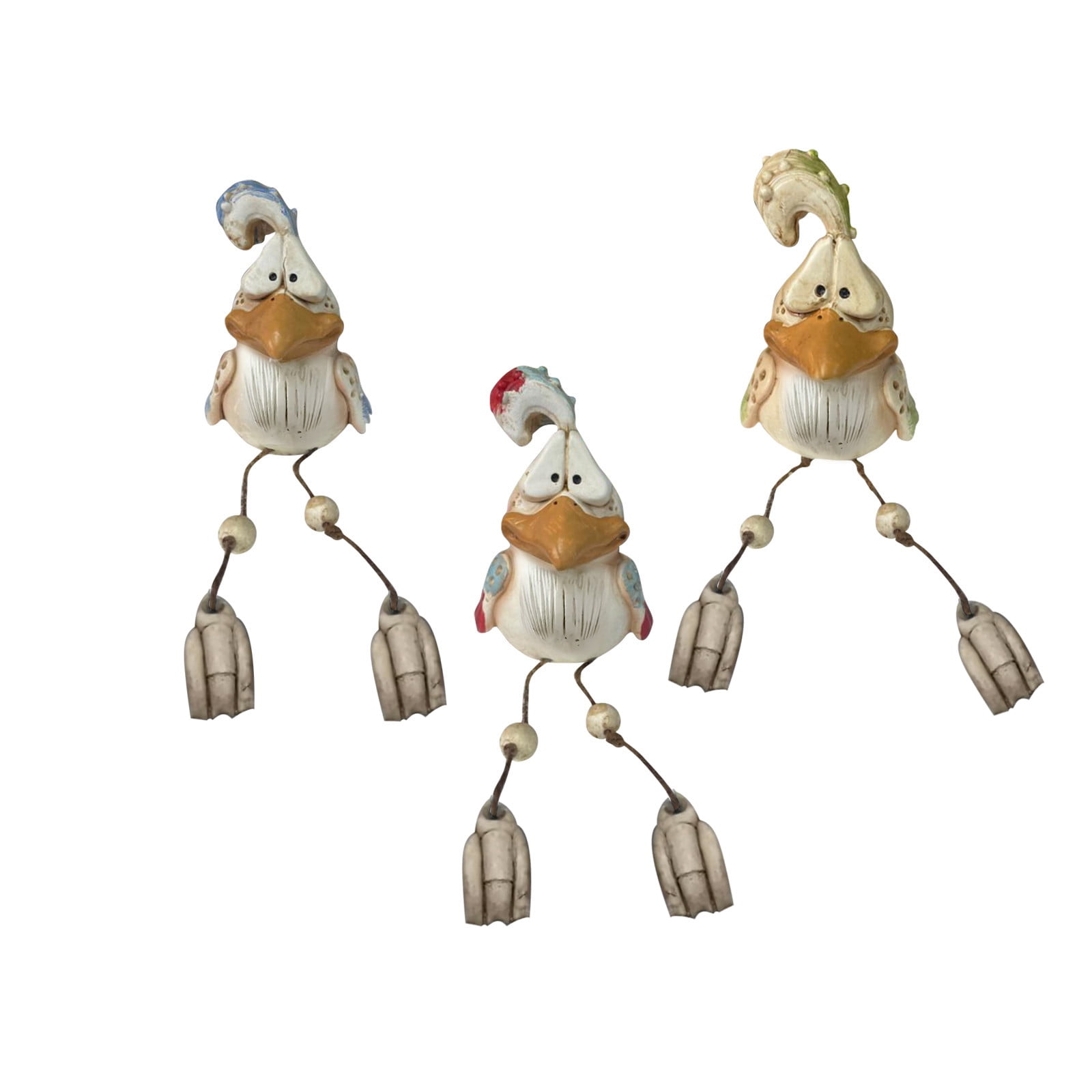 Summercome Resin Funny Cartoon Bird Decor, 3 Pcs Outdoor Cartoon Bird Statues Figurines, Set of 3 Birds Garden Statues Indoor Outdoor Decor, Resin Lawn Ornaments for Home Window Yard Patio