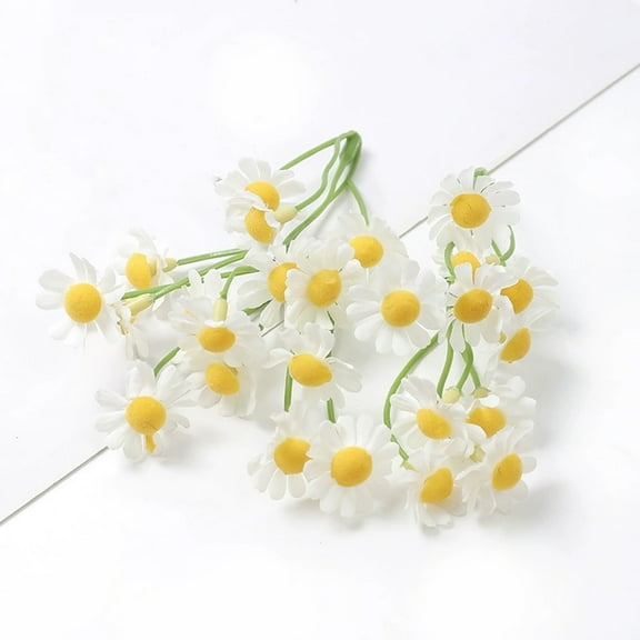 Summercome Small White Daisy Flowers Artificial, 2 Bouquet/10 PCS, 2.76 Inch Fake Daisies, Spring Wild Flower for Party Decor (Vase Not Inclouded)